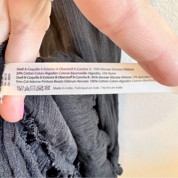 FP One Adella Mini Slip Dress Womens L Black Bohemian Festival Fairy Grunge Boho - Picture 7 of 12